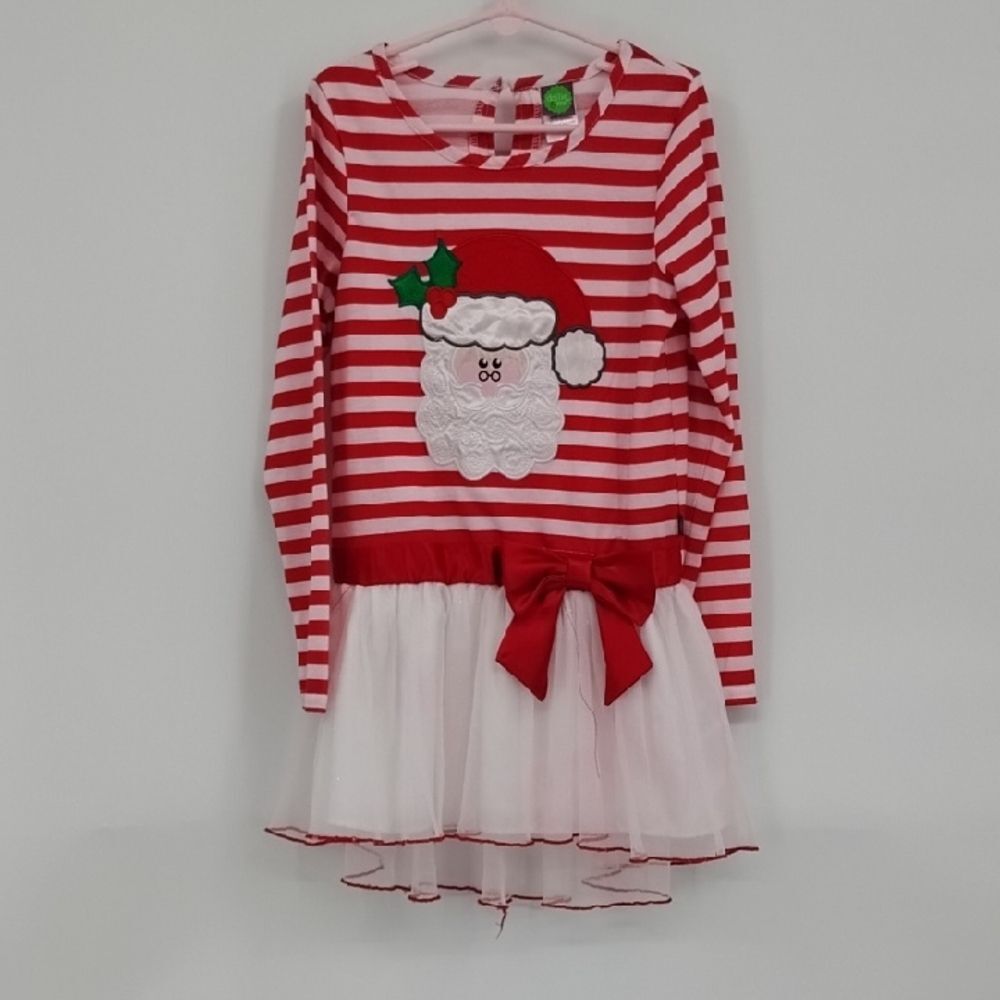 Dollie & Me Red and White Santa Dress Size 8